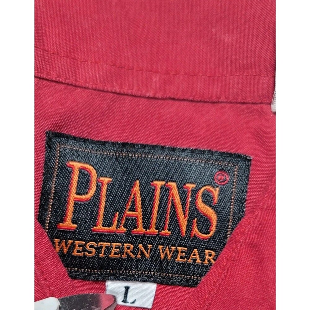 Plains Western Wear Men Large Maroon Red Long Sleeve Pearl Snap Front Cowboy - Picture 5 of 10